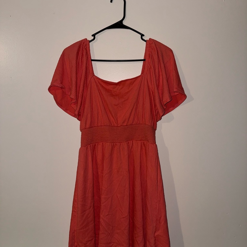 Old Navy Coral Mini Dress with Flutter Sleeves